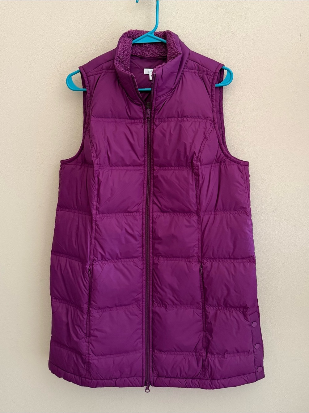 J.Jill Hillside Down Vest M Tall Sugarbeet Purple Puffer Fleece Collar NWT $159